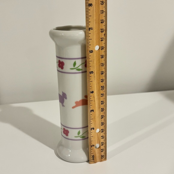 Vintage FTDA Easter ceramic flower vase white glaze & pink made in Japan 1988 - Picture 8 of 9